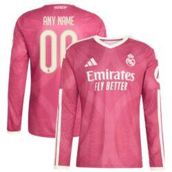 Real Madrid adidas 2026/27 Third Replica Custom Long Sleeve Jersey - Pink - Front View