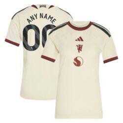 Manchester United adidas Women's 2026/27 Third Replica Custom Jersey - Cream - Front View
