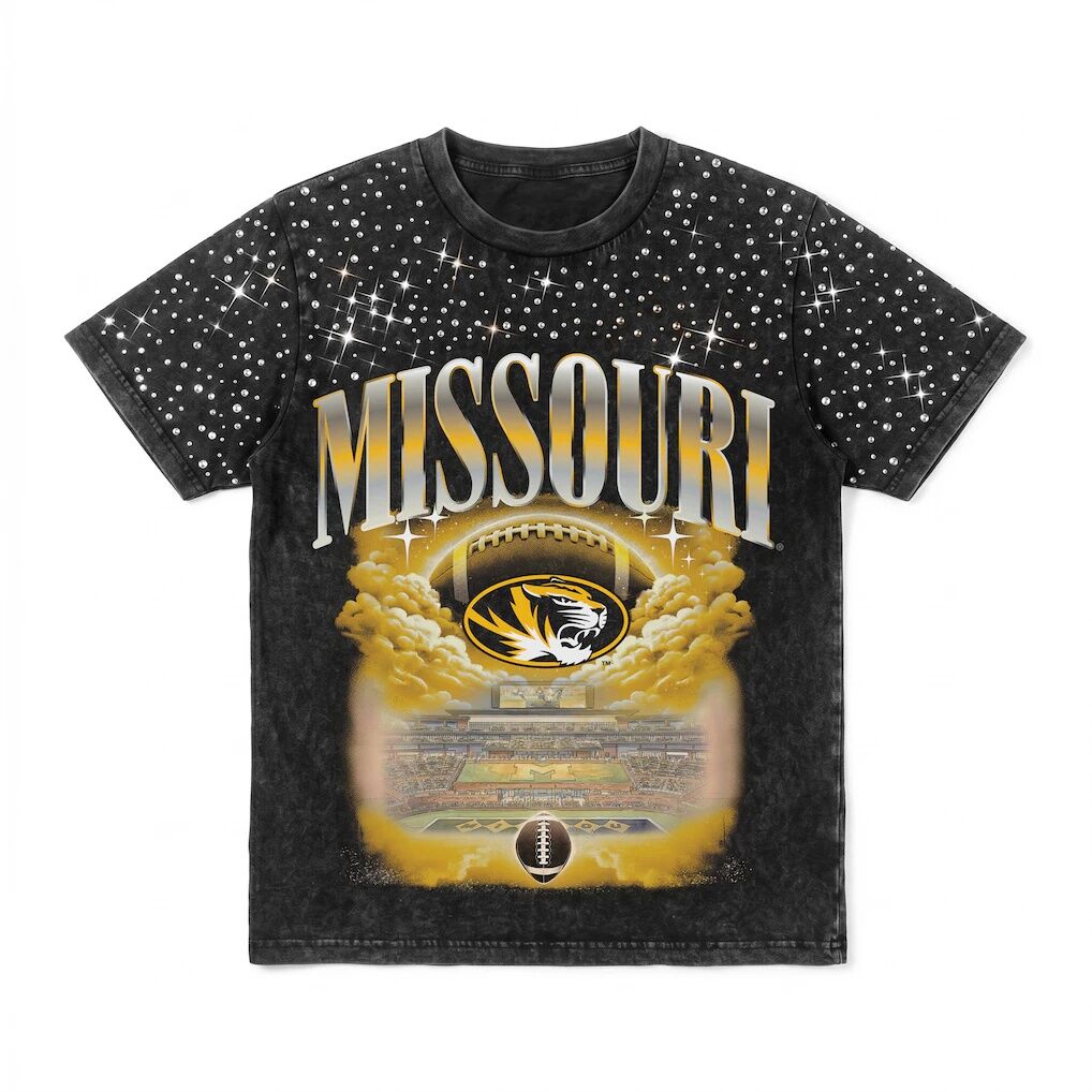 Missouri Tigers Gameday Couture Women's  Sky's the Limit Washed Micro Rhinestone T-Shirt