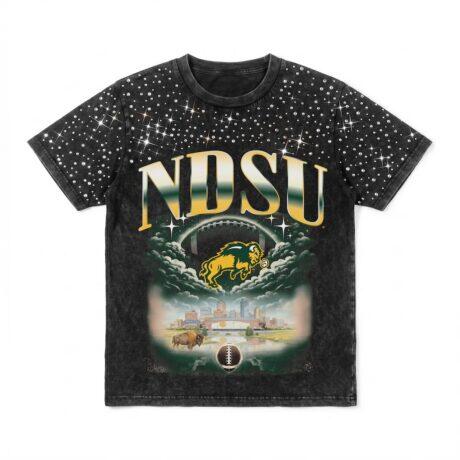 NDSU Bison Gameday Couture Women's Sky's the Limit Washed Micro Rhinestone T-Shirt - Black - Front View
