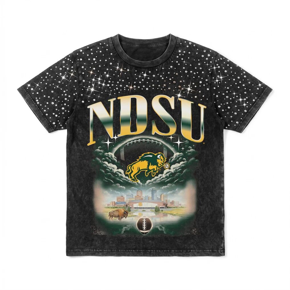 NDSU Bison Gameday Couture Women's  Sky's the Limit Washed Micro Rhinestone T-Shirt
