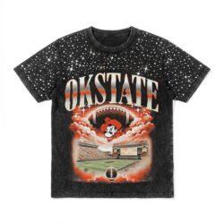 Oklahoma State Cowboys Gameday Couture Women's Sky's the Limit Washed Micro Rhinestone T-Shirt - Black - Front View