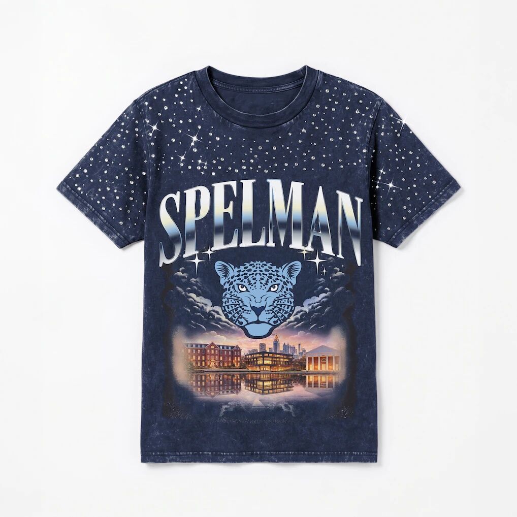 Spelman College Jaguars Gameday Couture Women's  Sky's the Limit Washed Micro Rhinestone T-Shirt