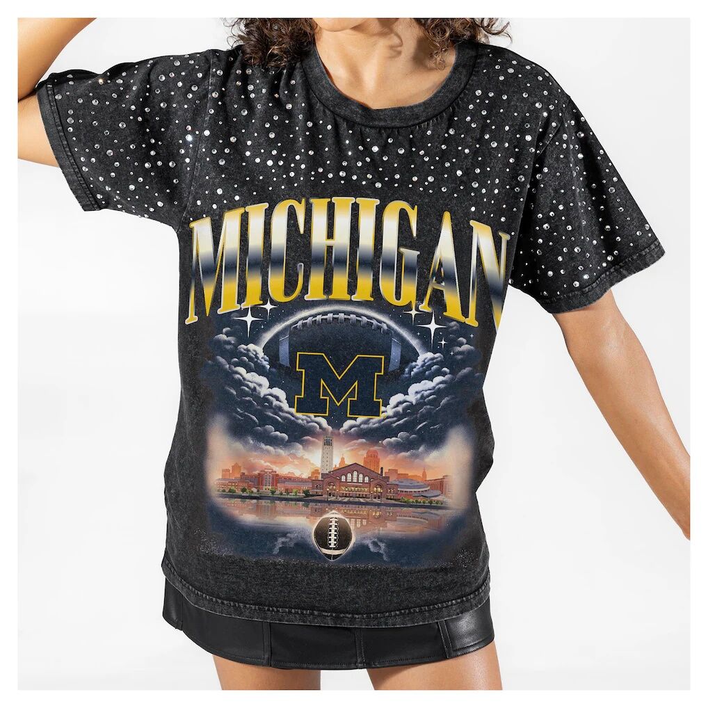 Michigan Wolverines Gameday Couture Women's Dream Big Washed Micro Rhinestone T-Shirt