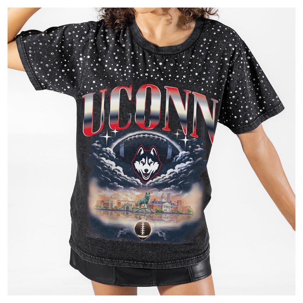 UConn Huskies Gameday Couture Women's Dream Big Washed Micro Rhinestone T-Shirt