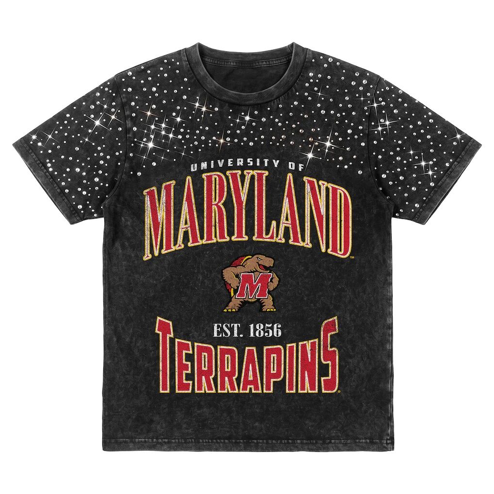 Maryland Terrapins Gameday Couture Women's In the Zone Washed Micro Rhinestone T-Shirt