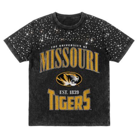 Missouri Tigers Gameday Couture Women's In the Zone Washed Micro Rhinestone T-Shirt - Black - Front View