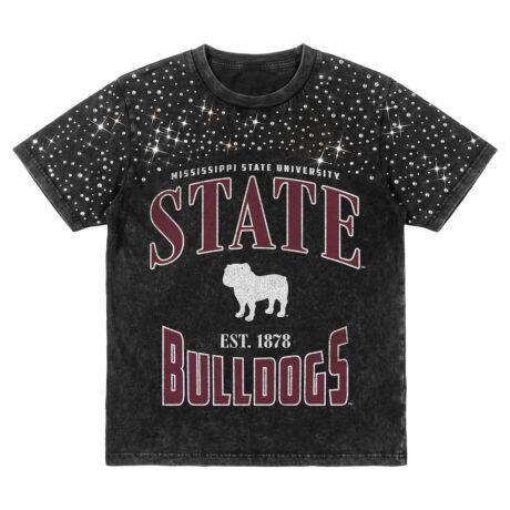 Mississippi State Bulldogs Gameday Couture Women's In the Zone Washed Micro Rhinestone T-Shirt - Black - Front View