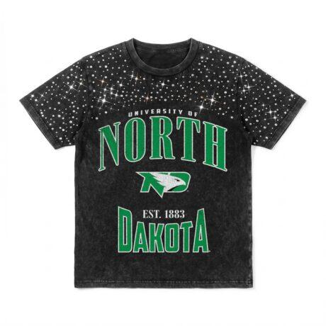 North Dakota Gameday Couture Women's In the Zone Washed Micro Rhinestone T-Shirt - Black - Front View
