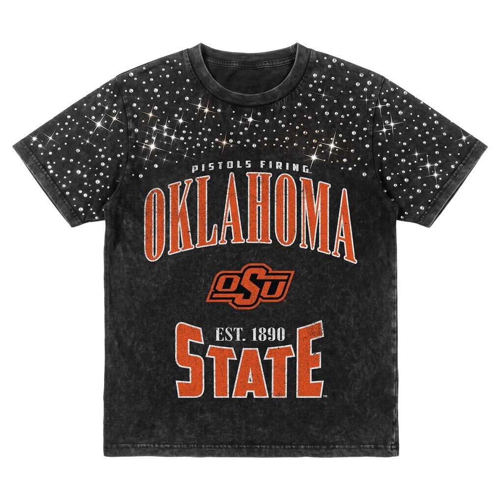 Oklahoma State Cowboys Gameday Couture Women's In the Zone Washed Micro Rhinestone T-Shirt