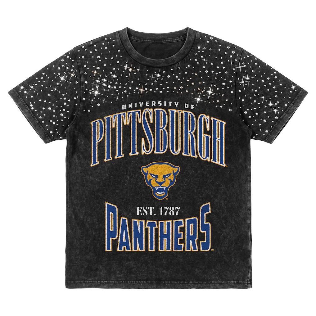 Pitt Panthers Gameday Couture Women's In the Zone Washed Micro Rhinestone T-Shirt
