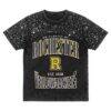 Rochester Yellow Jackets Gameday Couture Women's In the Zone Washed Micro Rhinestone T-Shirt - Black - Front View