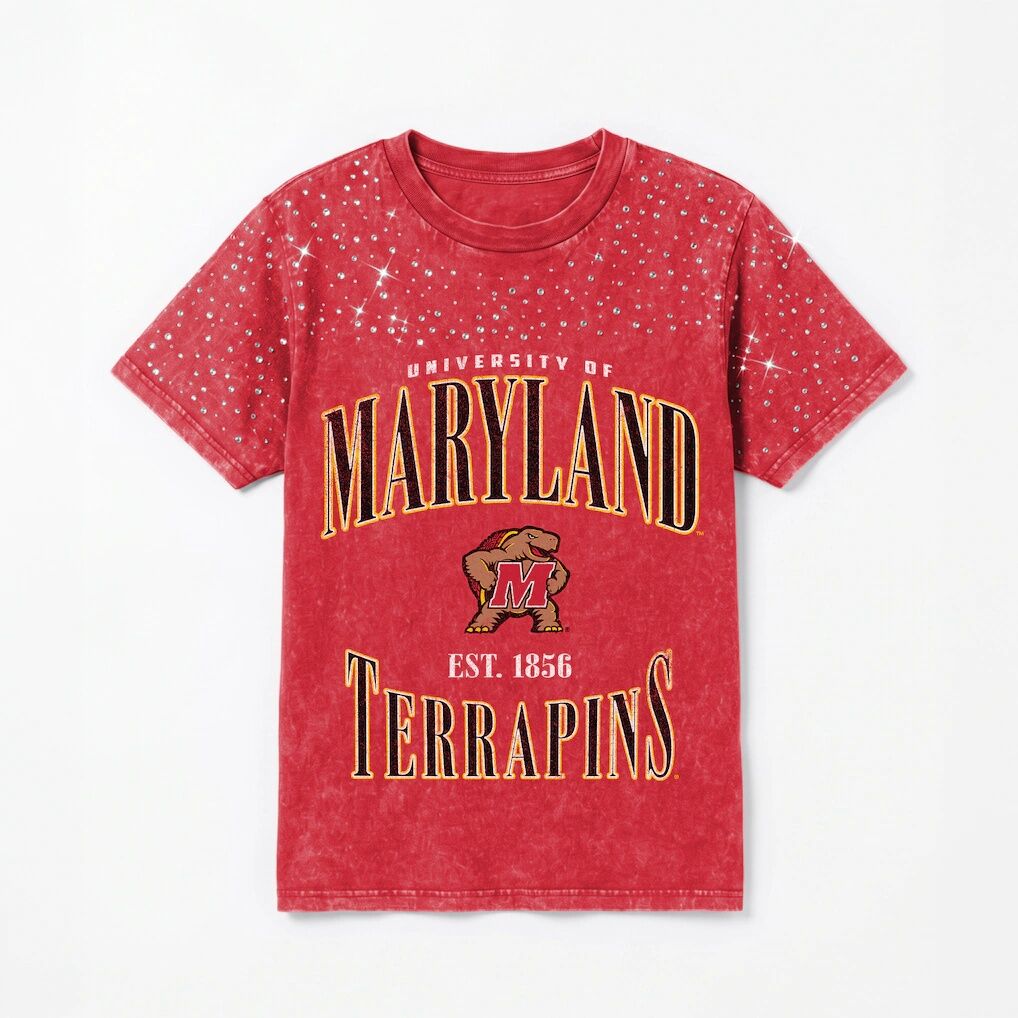 Maryland Terrapins Gameday Couture Women's Sparkle & Score Washed Micro Rhinestone T-Shirt