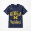 Michigan Wolverines Gameday Couture Women's Sparkle & Score Washed Micro Rhinestone T-Shirt - Navy - Front View