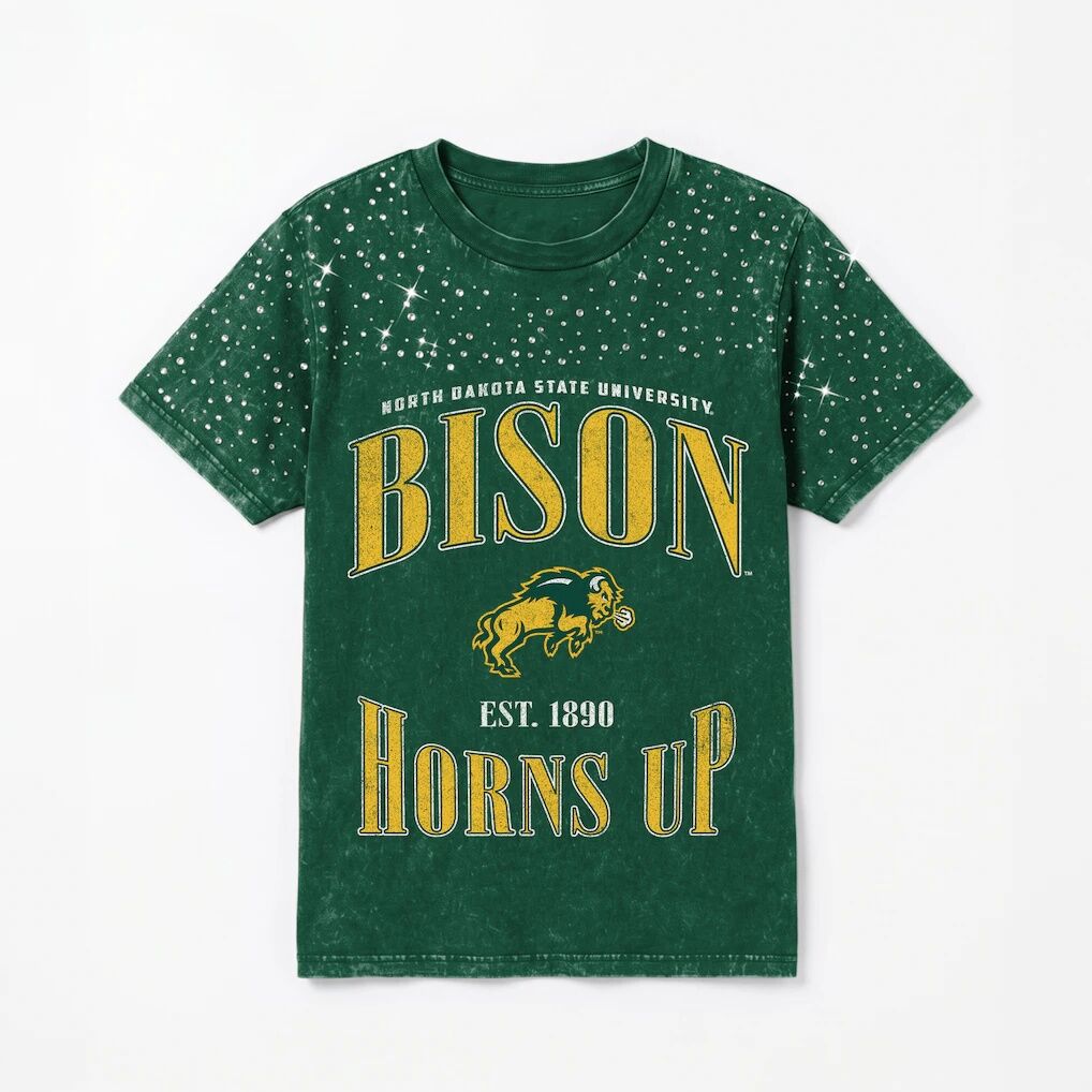 NDSU Bison Gameday Couture Women's Sparkle & Score Washed Micro Rhinestone T-Shirt
