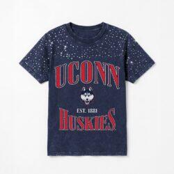 UConn Huskies Gameday Couture Women's Sparkle & Score Washed Micro Rhinestone T-Shirt - Navy - Front View