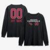 Arizona Cardinals Touchdown Wordmark Personalized Name & Number Long Sleeve T-Shirt - Black - Front View