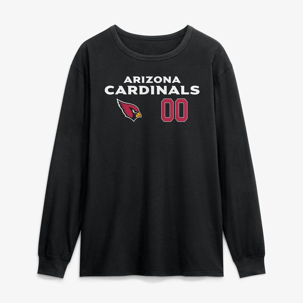 Arizona Cardinals  Touchdown Wordmark Personalized Name & Number Long Sleeve T-Shirt