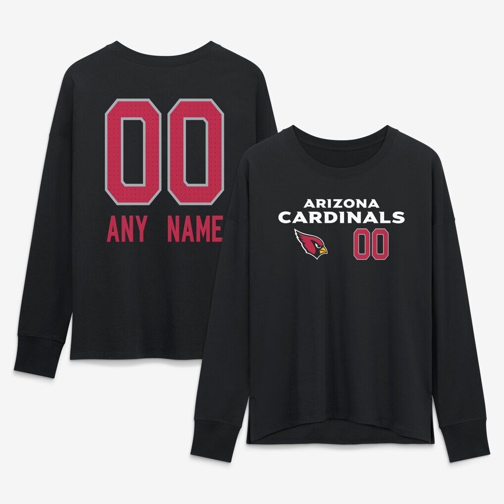 Arizona Cardinals Women's Touchdown Wordmark Personalized Name & Number Long Sleeve T-Shirt