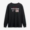 Atlanta Falcons Touchdown Wordmark Personalized Name & Number Long Sleeve T-Shirt - Black - Side View