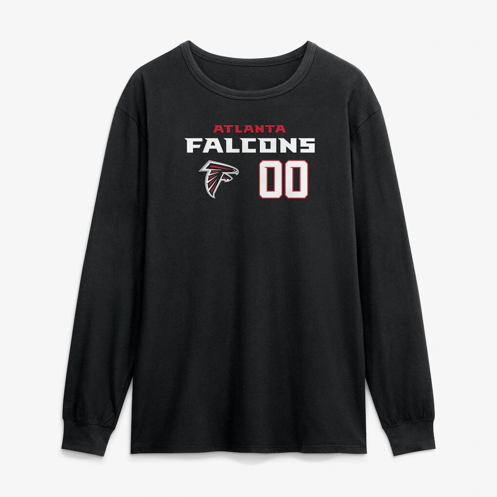 Atlanta Falcons  Touchdown Wordmark Personalized Name & Number Long Sleeve T-Shirt