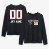 Atlanta Falcons Women's Touchdown Wordmark Personalized Name & Number Long Sleeve T-Shirt - Black - Front View
