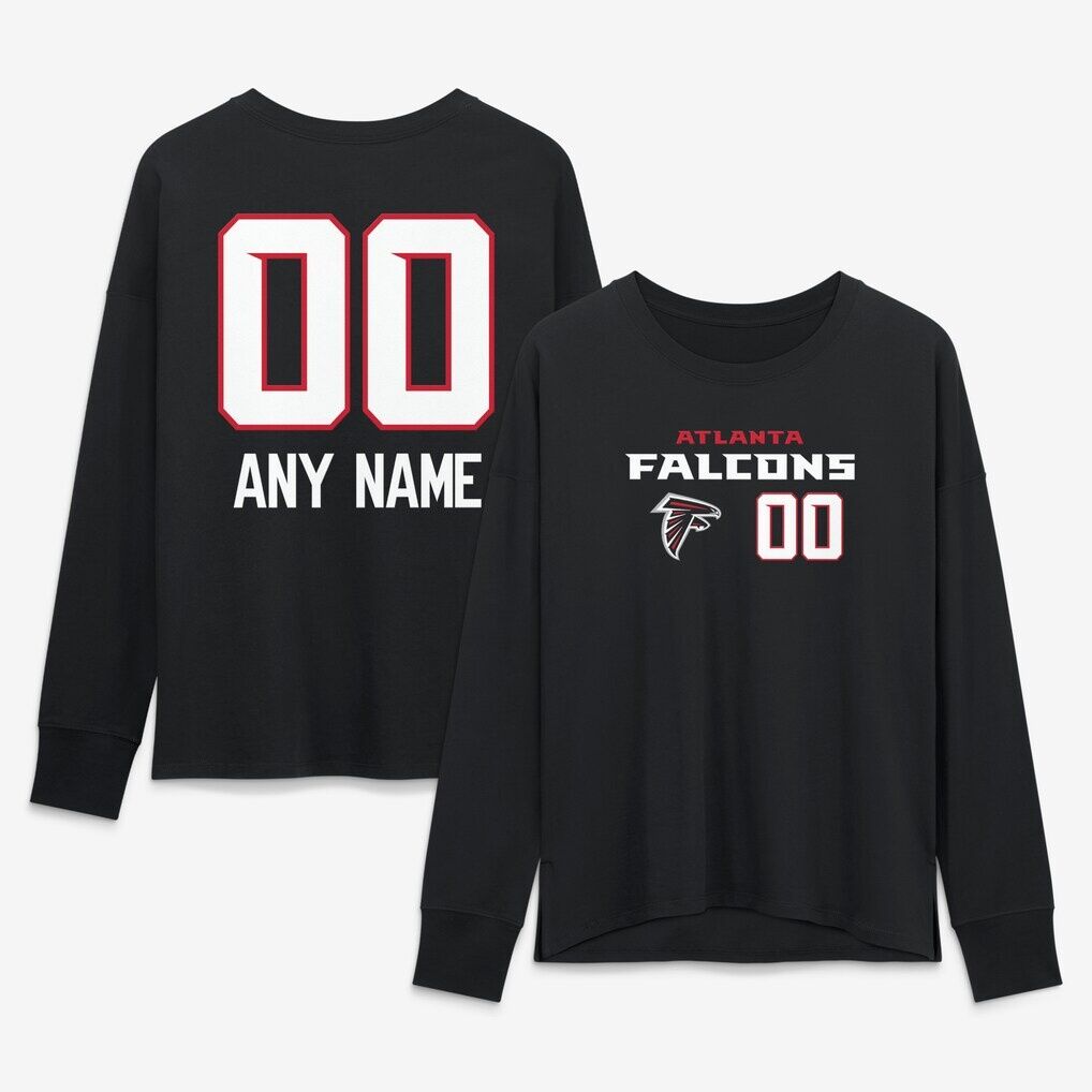 Atlanta Falcons Women's Touchdown Wordmark Personalized Name & Number Long Sleeve T-Shirt