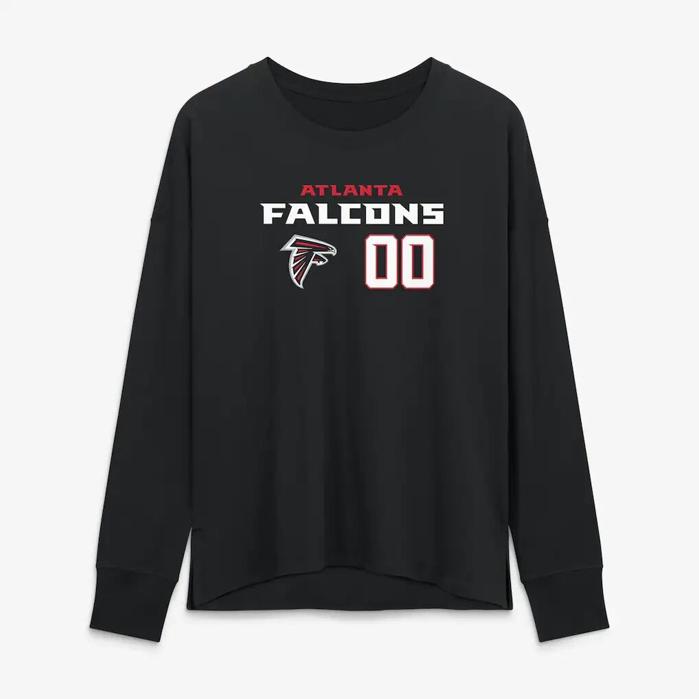 Atlanta Falcons Women's Touchdown Wordmark Personalized Name & Number Long Sleeve T-Shirt