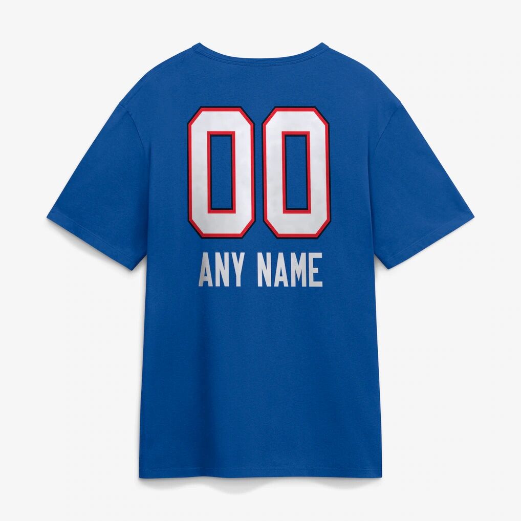 Buffalo Bills  Touchdown Wordmark Personalized Name & Number T-Shirt - Royal