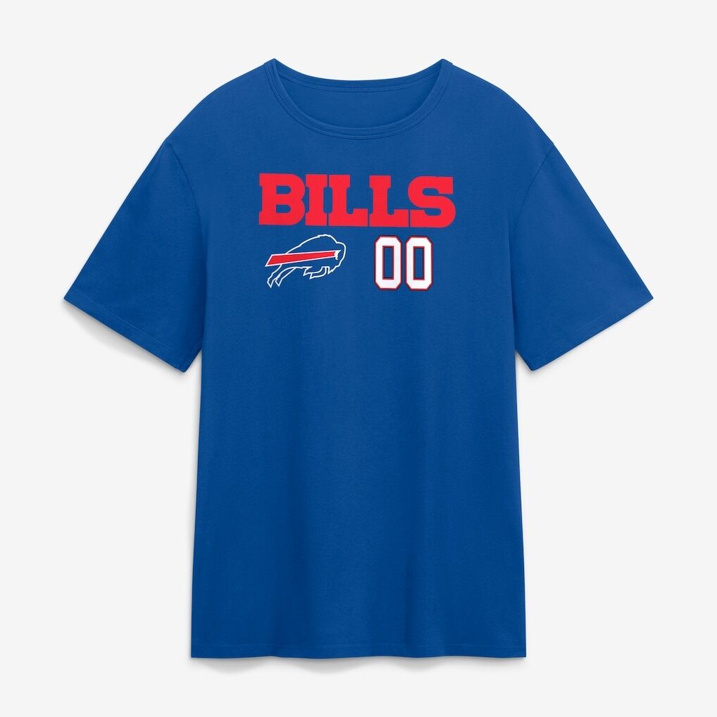 Buffalo Bills  Touchdown Wordmark Personalized Name & Number T-Shirt - Royal