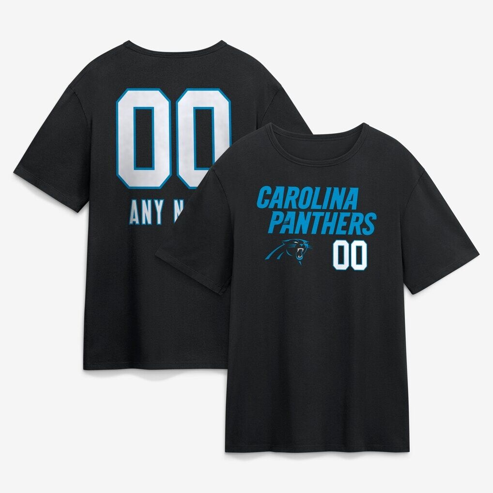 Carolina Panthers  Touchdown Wordmark Personalized Name & Number T-Shirt