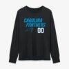 Carolina Panthers Women's Touchdown Wordmark Personalized Name & Number Long Sleeve T-Shirt - Black - Side View