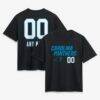 Carolina Panthers Women's Touchdown Wordmark Personalized Name & Number T-Shirt - Black - Front View