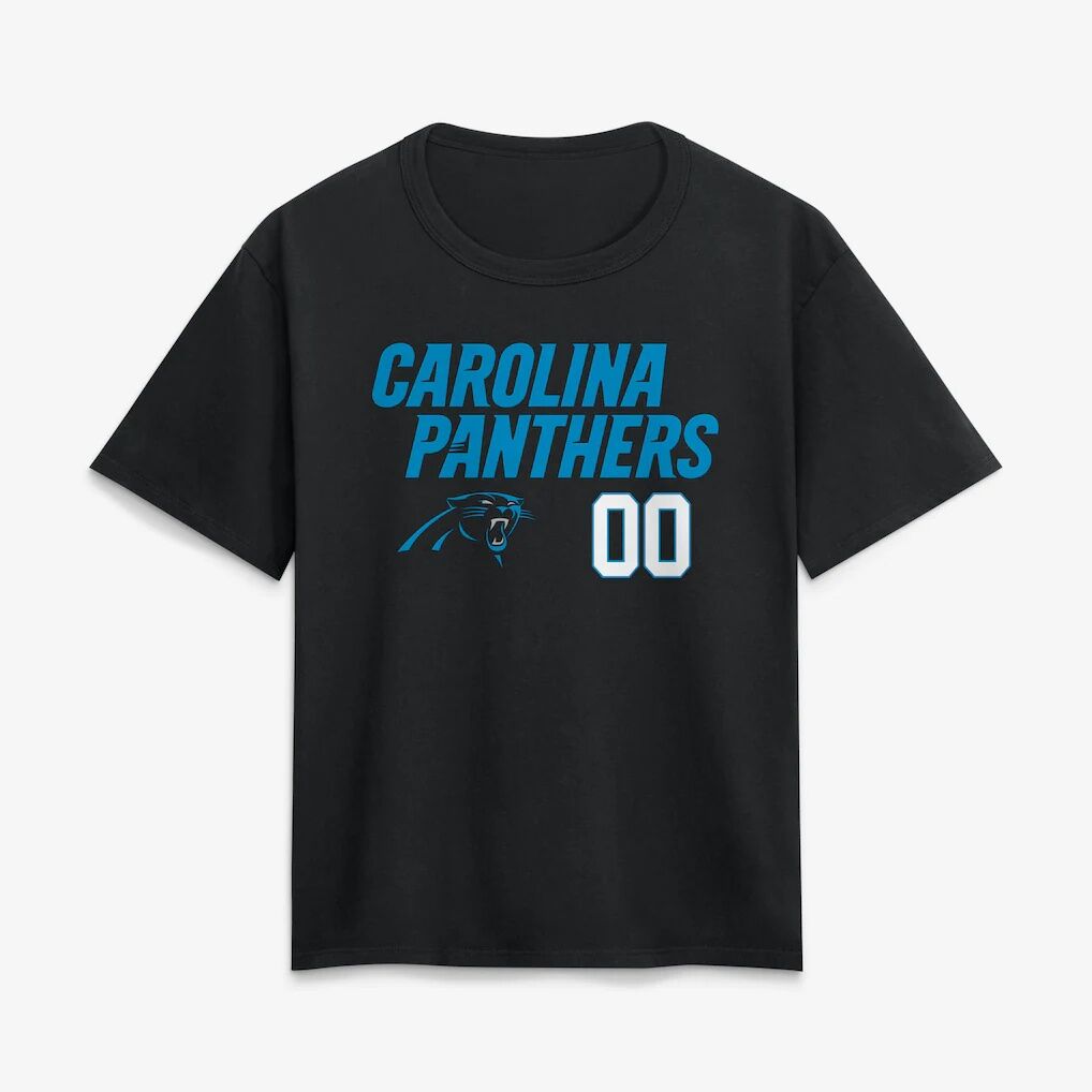 Carolina Panthers Women's Touchdown Wordmark Personalized Name & Number T-Shirt