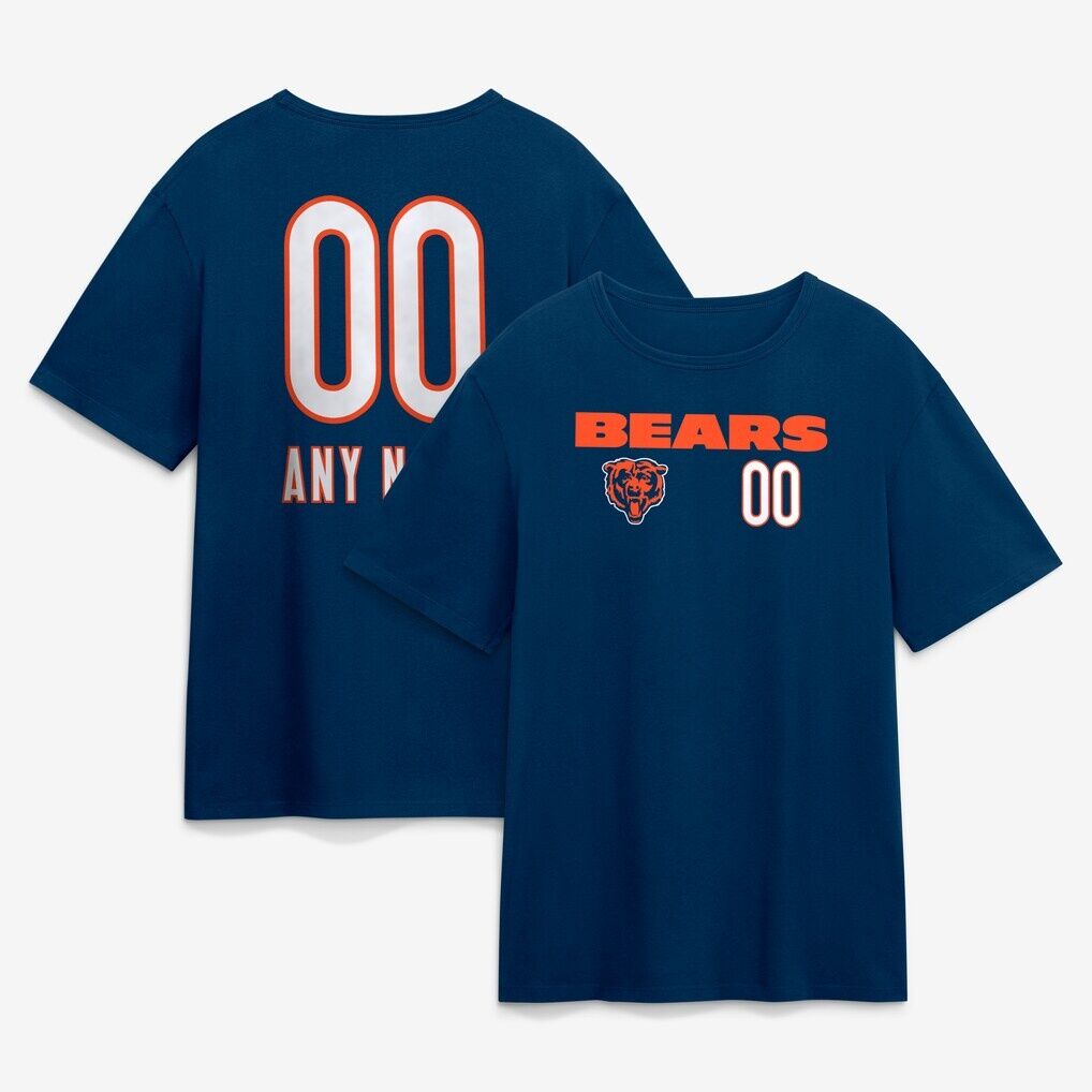 Chicago Bears  Touchdown Wordmark Personalized Name & Number T-Shirt