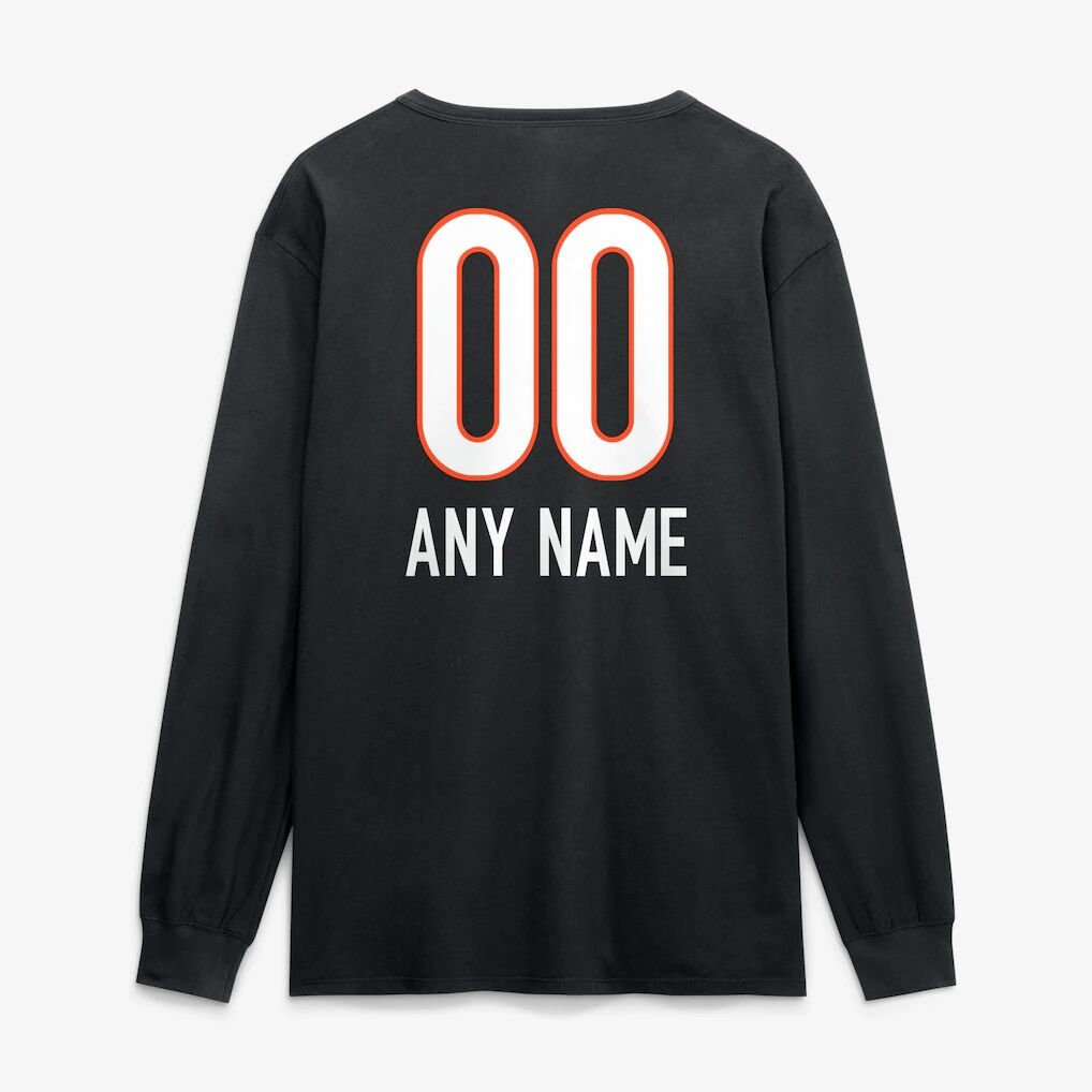 Cincinnati Bengals  Touchdown Wordmark Personalized Name & Number Long Sleeve T-Shirt