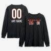Cincinnati Bengals Touchdown Wordmark Personalized Name & Number Long Sleeve T-Shirt - Black - Front View