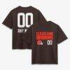Cleveland Browns Women's Touchdown Wordmark Personalized Name & Number T-Shirt - Brown - Front View