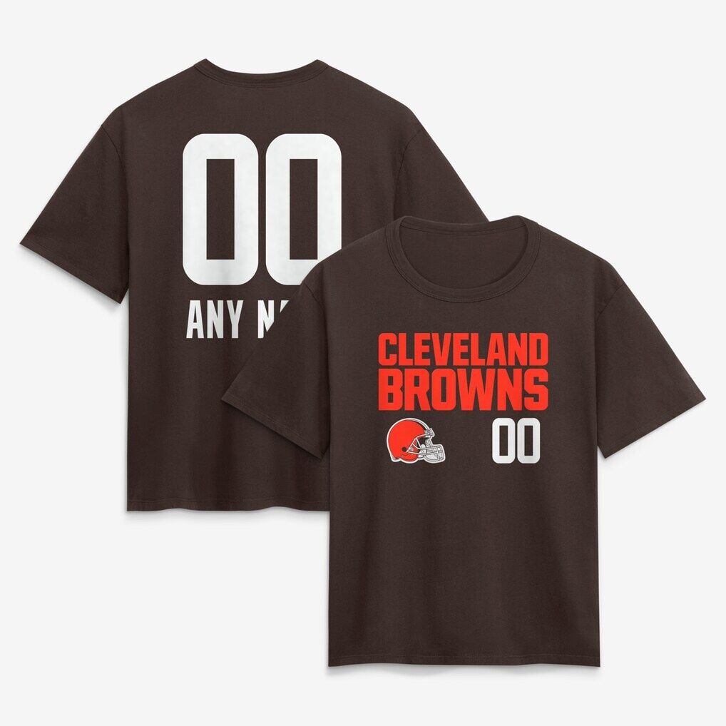 Cleveland Browns Women's Touchdown Wordmark Personalized Name & Number T-Shirt