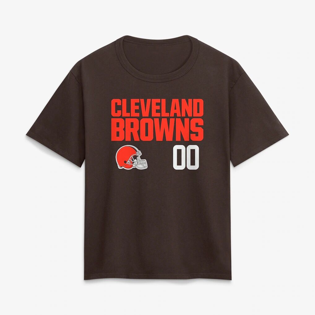 Cleveland Browns Women's Touchdown Wordmark Personalized Name & Number T-Shirt
