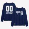 Dallas Cowboys Women's Touchdown Wordmark Personalized Name & Number Long Sleeve T-Shirt - Navy - Front View