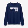 Dallas Cowboys Women's Touchdown Wordmark Personalized Name & Number Long Sleeve T-Shirt - Navy - Side View