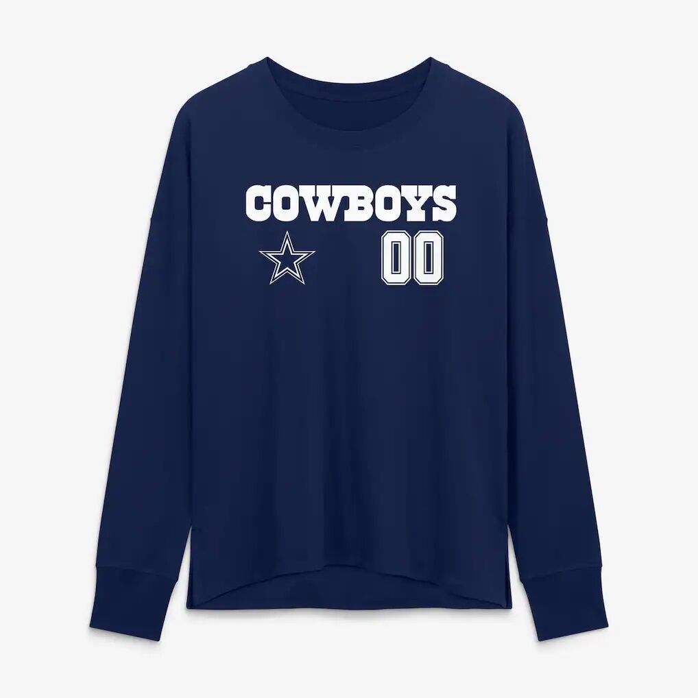 Dallas Cowboys Women's Touchdown Wordmark Personalized Name & Number Long Sleeve T-Shirt