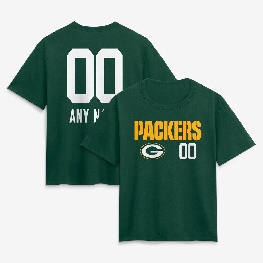 Green Bay Packers Women's Touchdown Wordmark Personalized Name & Number T-Shirt