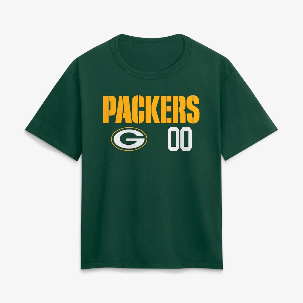 Green Bay Packers Women's Touchdown Wordmark Personalized Name & Number T-Shirt