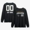 Jacksonville Jaguars Touchdown Wordmark Personalized Name & Number Long Sleeve T-Shirt - Black - Front View
