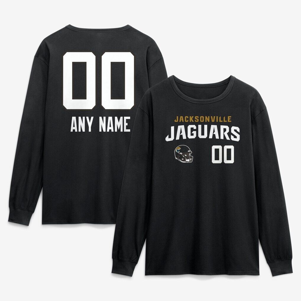 Jacksonville Jaguars  Touchdown Wordmark Personalized Name & Number Long Sleeve T-Shirt