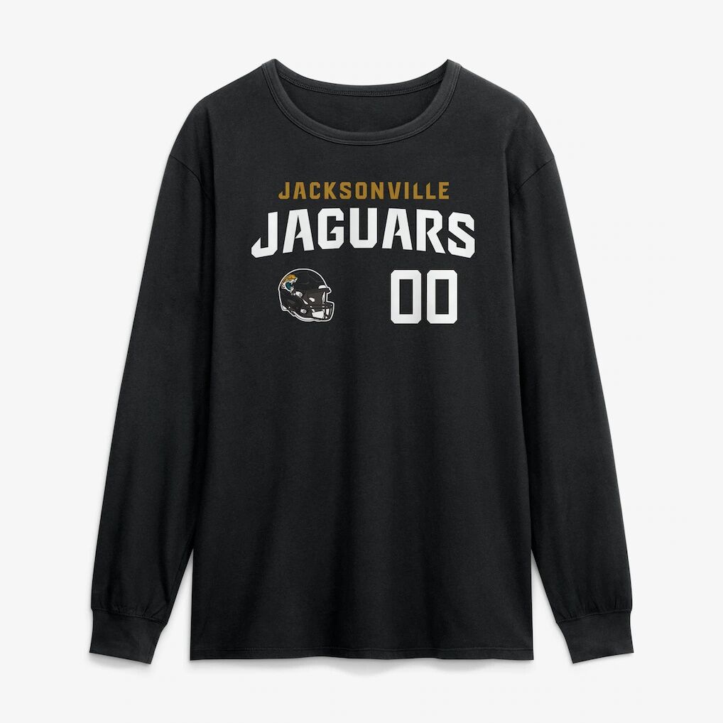 Jacksonville Jaguars  Touchdown Wordmark Personalized Name & Number Long Sleeve T-Shirt