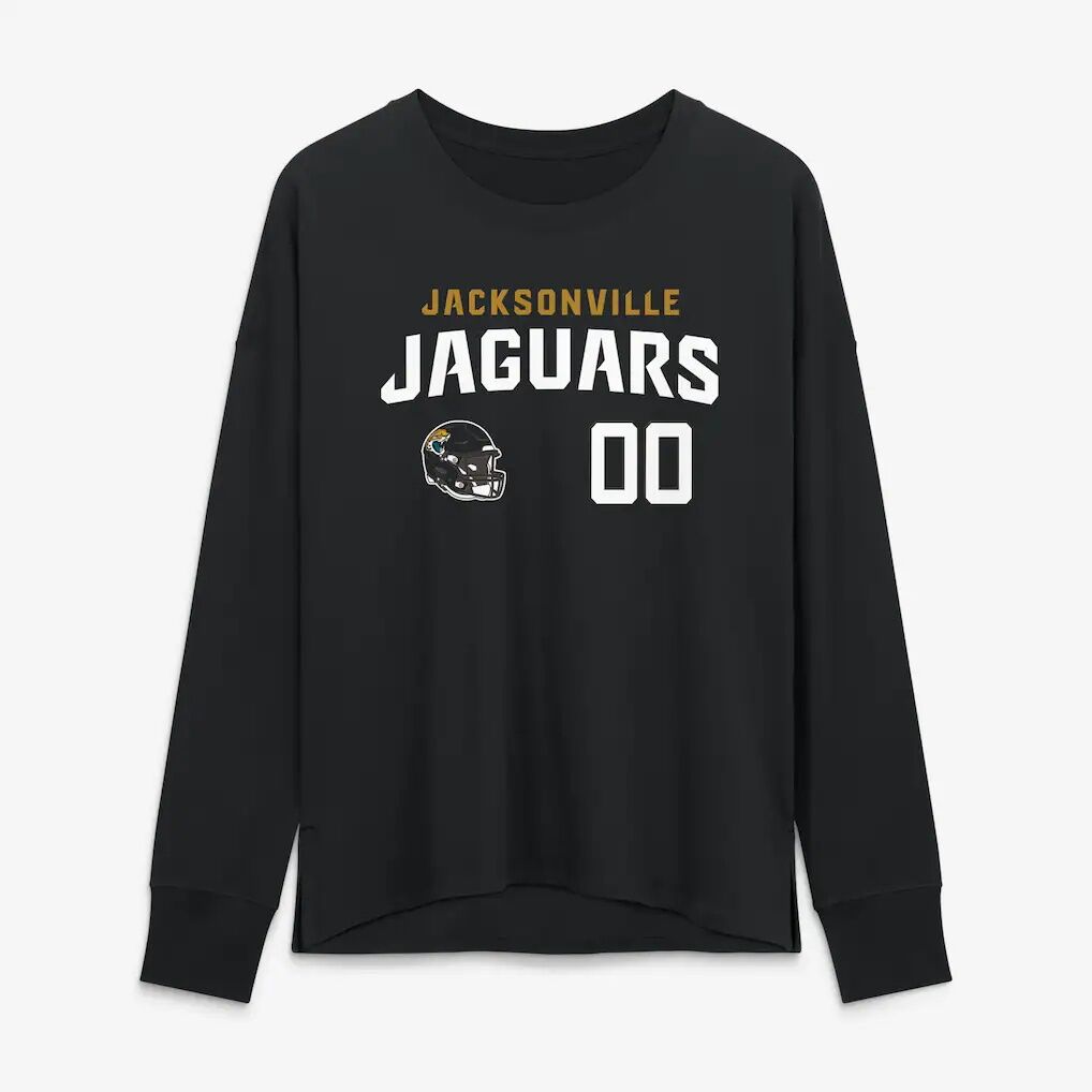 Jacksonville Jaguars Women's Touchdown Wordmark Personalized Name & Number Long Sleeve T-Shirt
