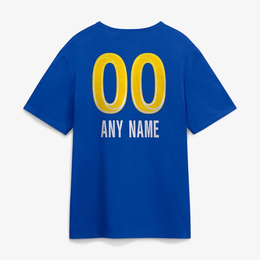 Los Angeles Rams  Touchdown Wordmark Personalized Name & Number T-Shirt - Royal